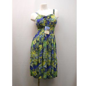 Women's Dress Spaghetti Strap Smocked-Elastic-Waist Floral Multi-Color Size M
